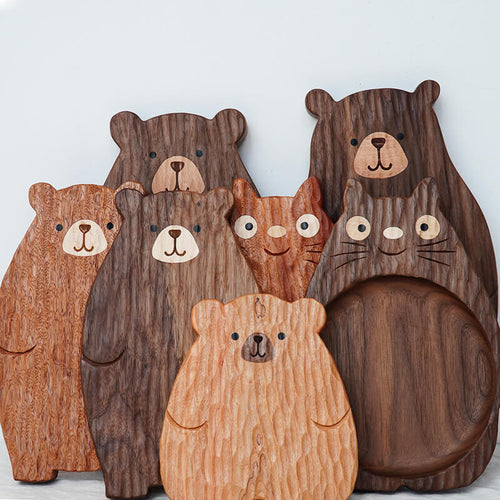 Handmade Little Bear Wood Dinner Plate - airlando